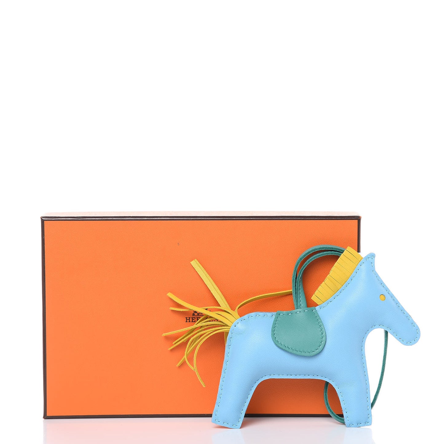 Milo Lambskin Grigri Rodeo Horse Bag Charm MM Celeste Jaune de Naples Vert Verone