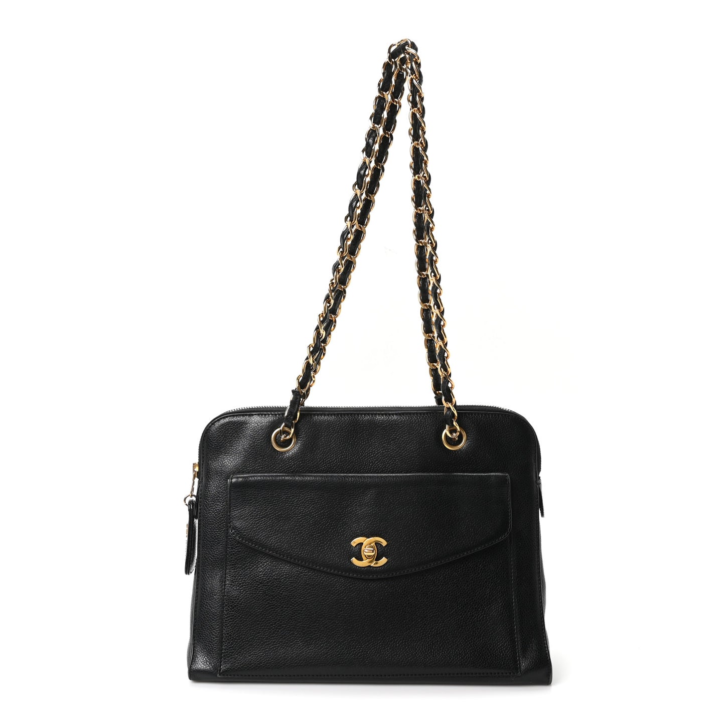 Caviar Flap Shoulder Bag Black