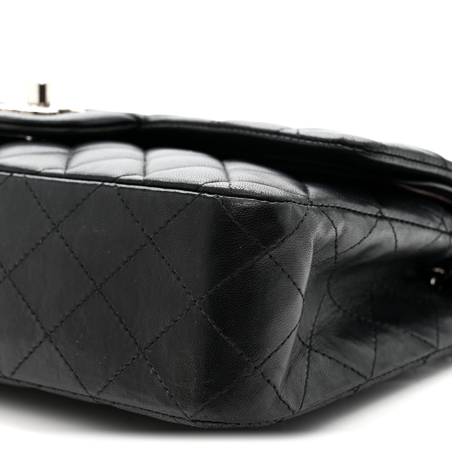 Lambskin Quilted Medium Double Flap Black