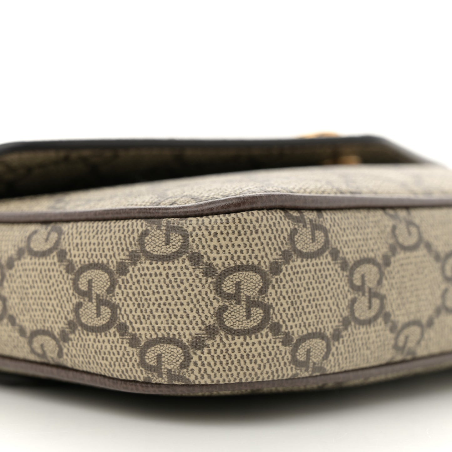 GG Supreme Monogram Textured Dollar Calfskin Web Mini Ophidia Envelope Shoulder Bag Beige Ebony New Acero