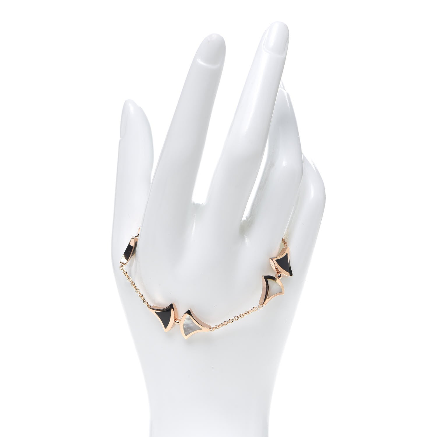 Bulgari 18K Rose Gold Mother of Pearl Black Onyx Divas' Dream Bracelet 2 of 6