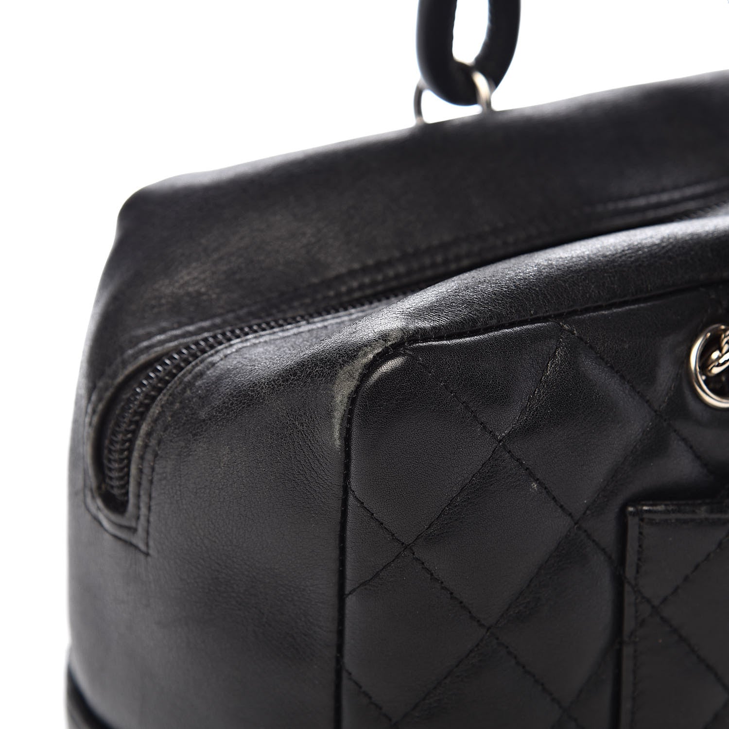 Chanel Calfskin Quilted Large Cambon Bowler Black White 12 of 18