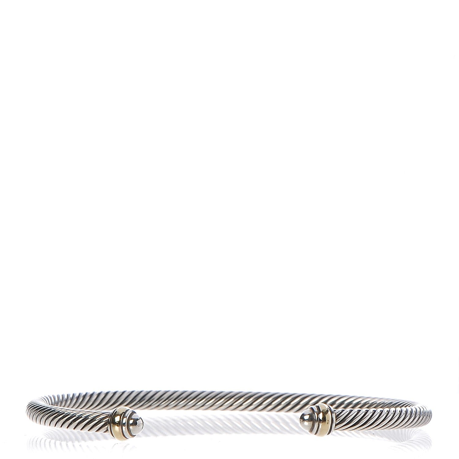 David Yurman Sterling Silver 18K Yellow Gold 4mm Cable Classics Bracelet 1 of 4