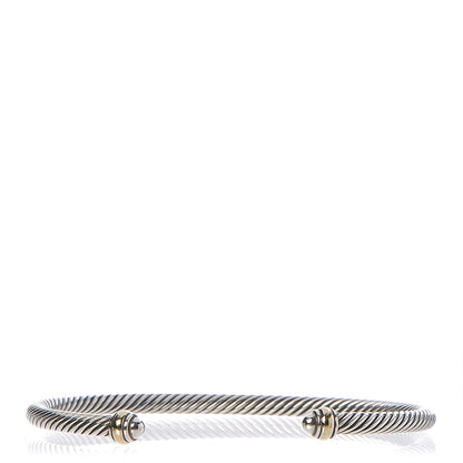 David Yurman Sterling Silver 18K Yellow Gold 4mm Cable Classics Bracelet 1 of 4