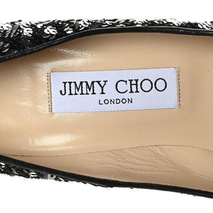 Jimmy Choo Double Face Sequins Abel 100 Pumps 36.5 Black Silver 6 of 7