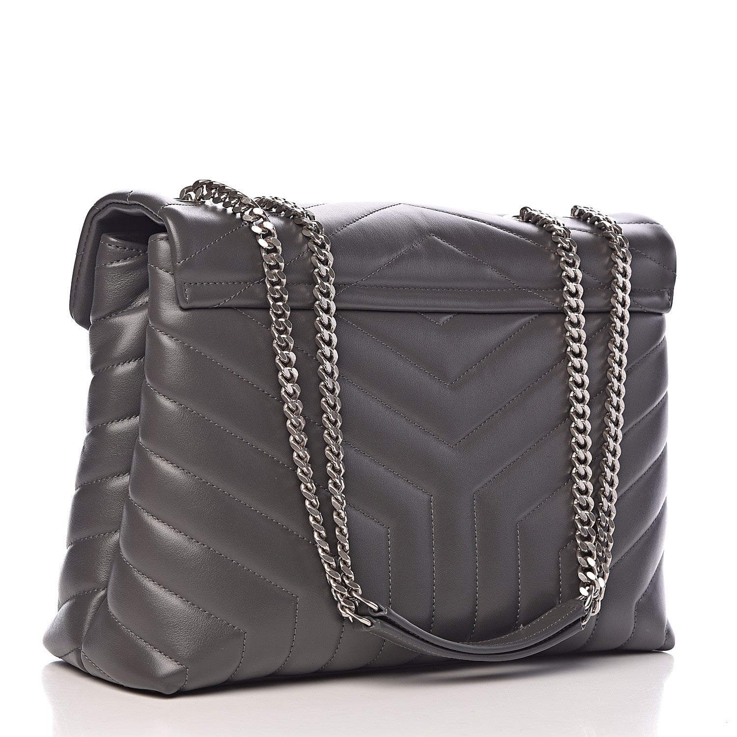 Saint Laurent Calfskin Y Quilted Monogram Medium Loulou Chain Satchel Earth 3 of 10