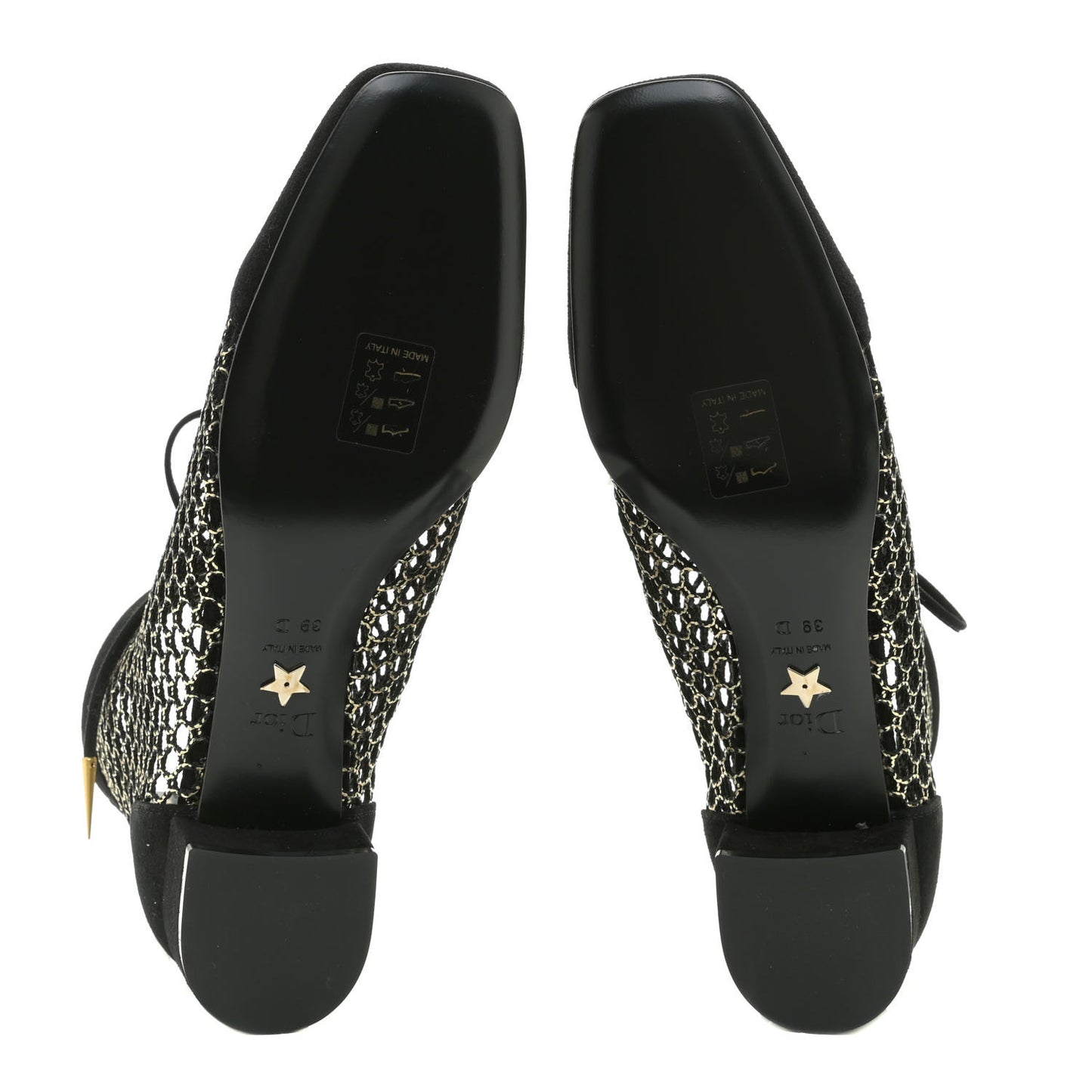 Suede Laminated Resille Naughtily-D 30mm Ankle Boots 39 Black Gold