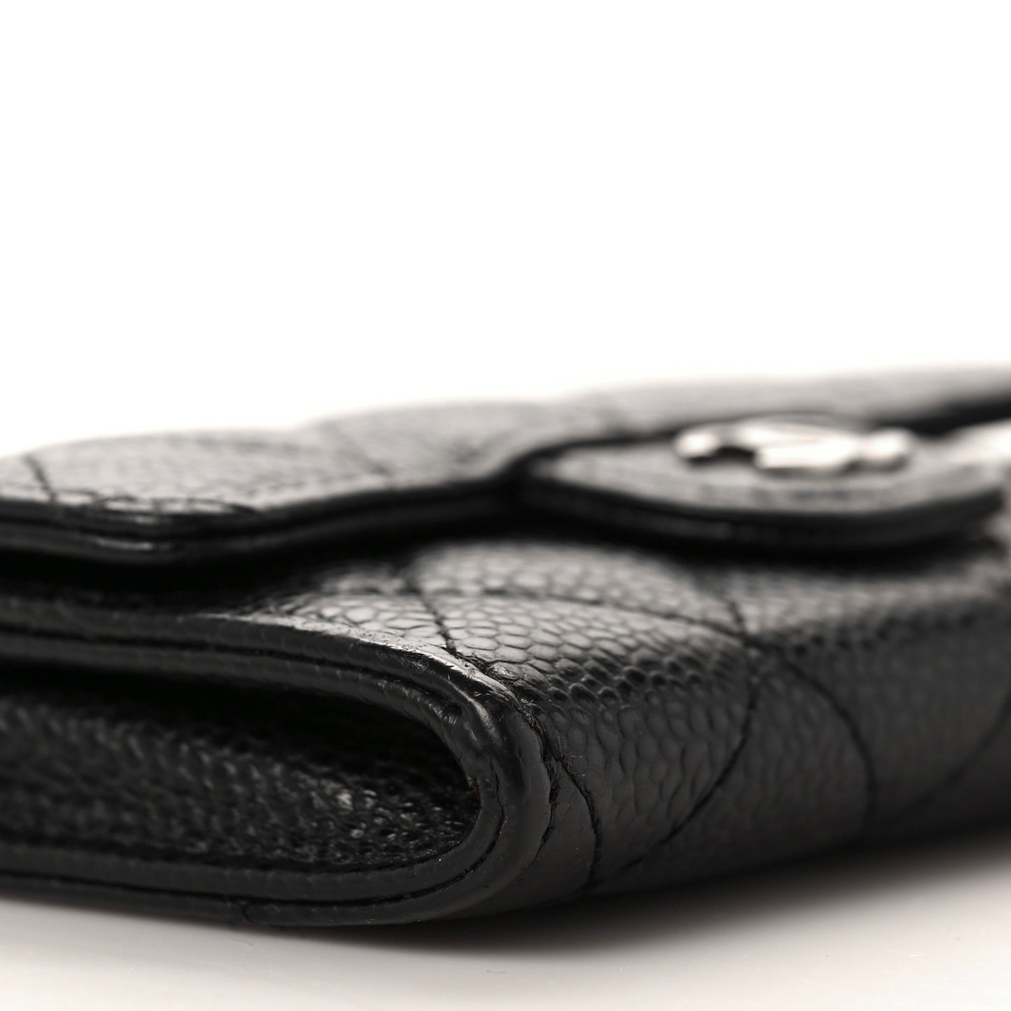 Caviar Quilted Flap Card Holder Black