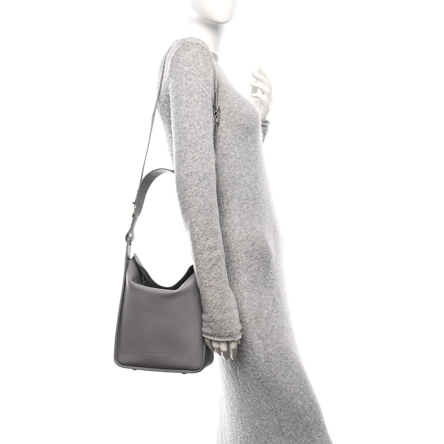 Balenciaga Calfskin Logo Embossed Small Tool 2.0 North-South Tote Balenciaga Grey 2 of 15