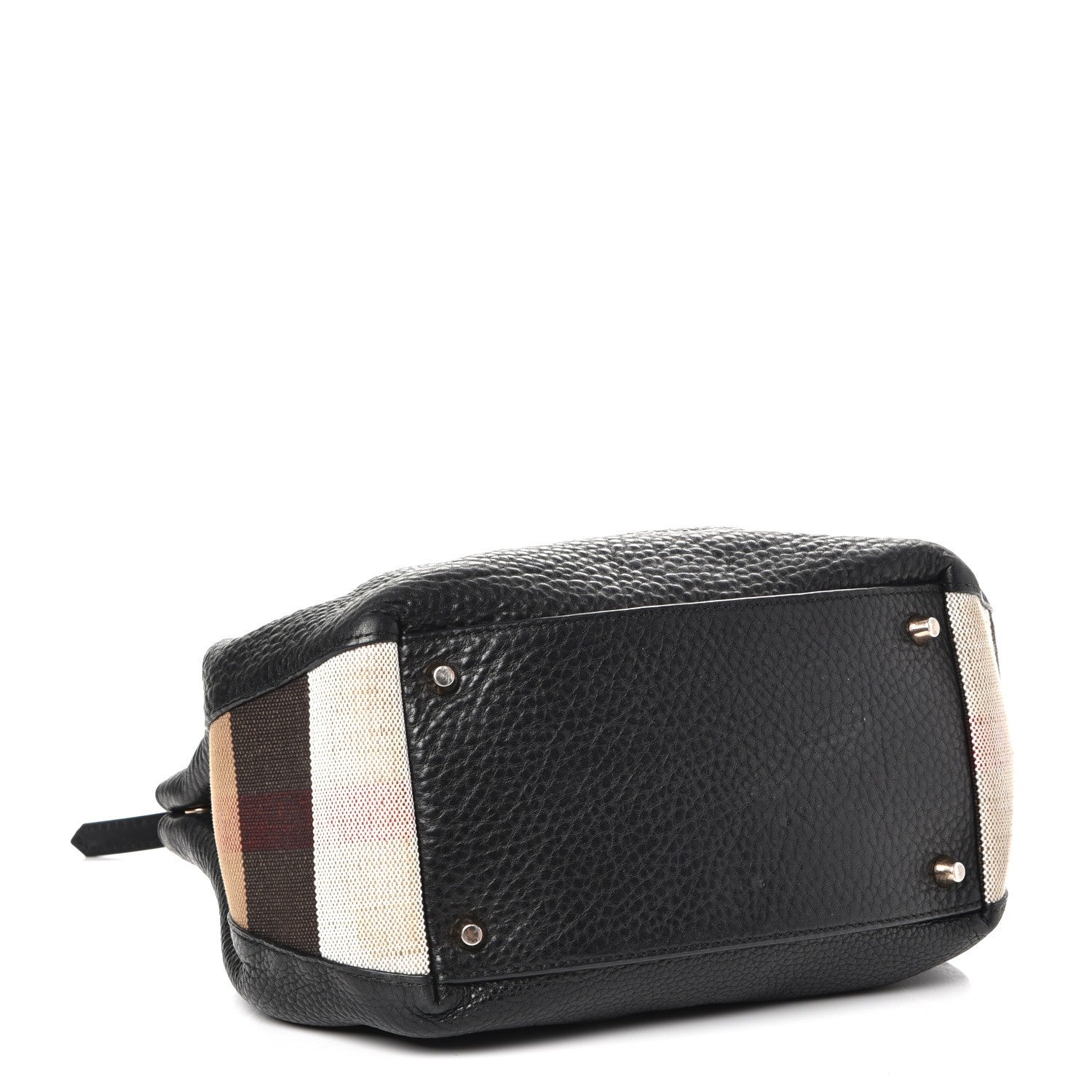 Burberry Grainy Calfskin House Check Small Maidstone Black 5 of 9