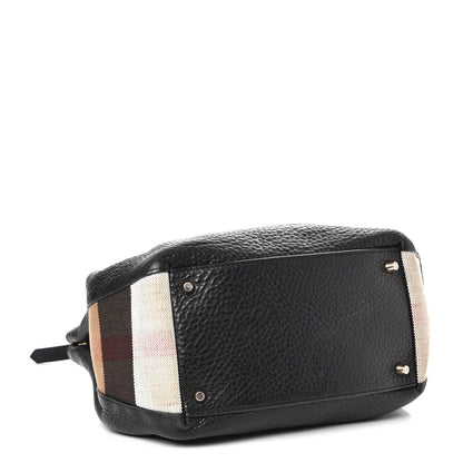 Burberry Grainy Calfskin House Check Small Maidstone Black 5 of 9