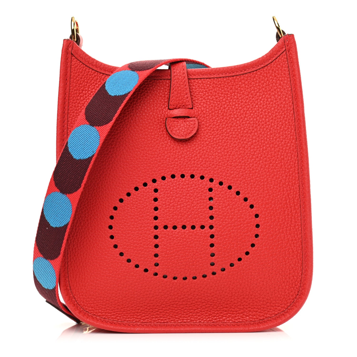 Hermes Taurillon Maurice Flipperball Sangle Evelyne TPM Rouge De Coeur Bleu Frida 1 of 11