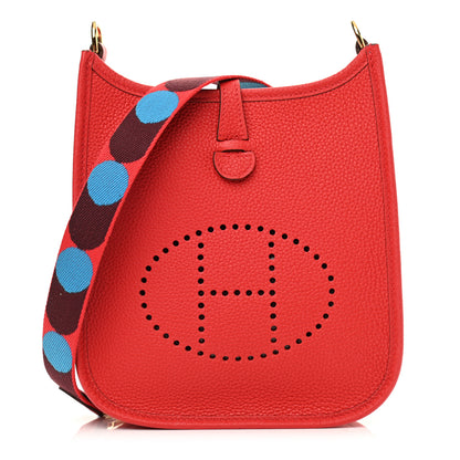 Hermes Taurillon Maurice Flipperball Sangle Evelyne TPM Rouge De Coeur Bleu Frida 1 of 11