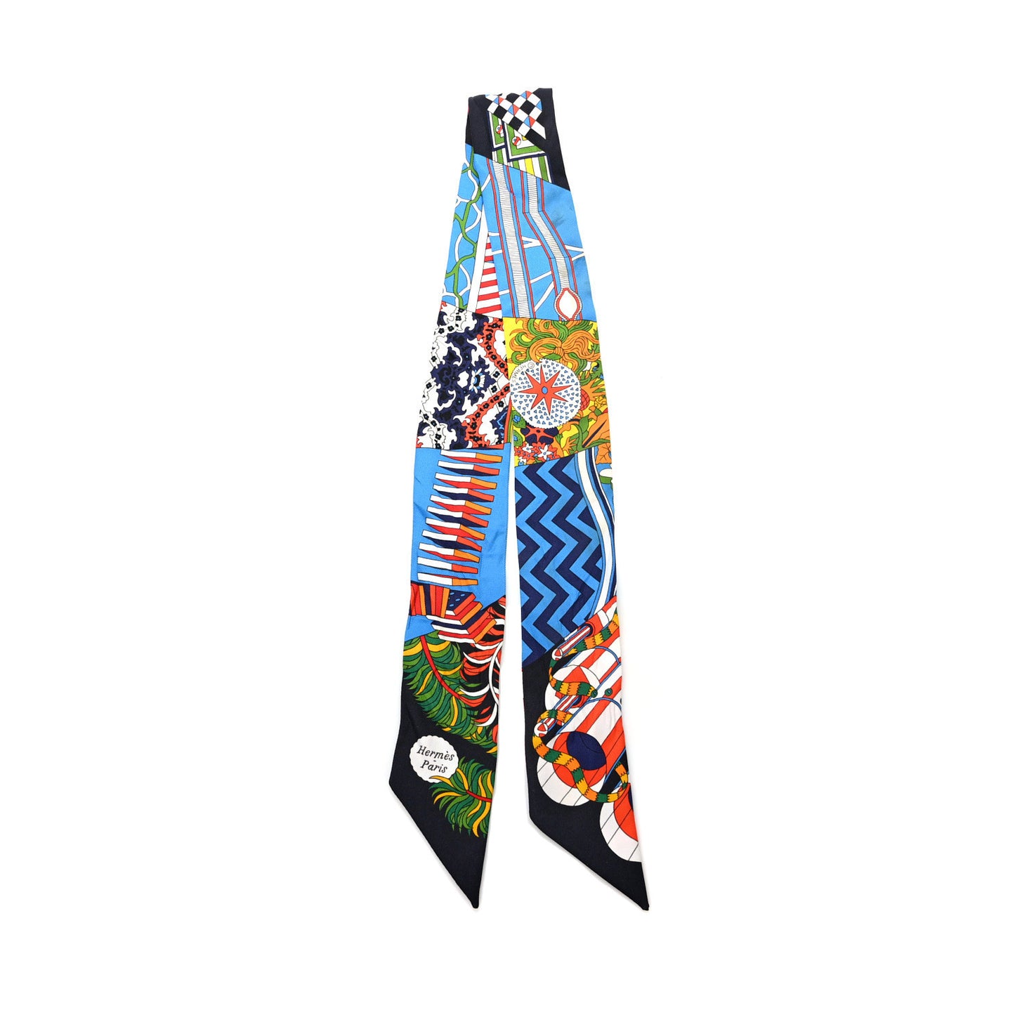 Silk De l'Ombrelle Aux Duels Sticker Twilly Black Bleu Jaune Vif