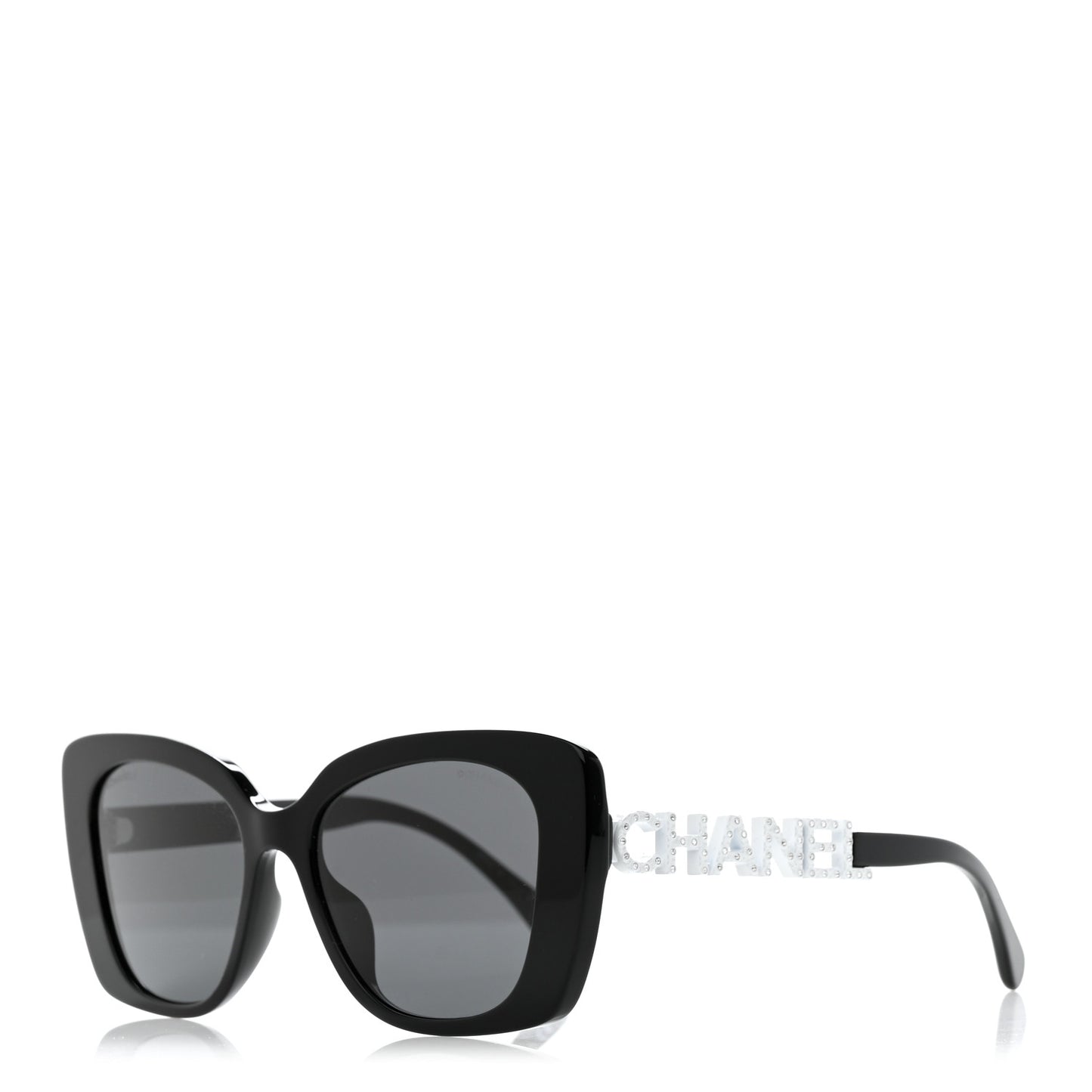 Acetate Strass Square Sunglasses 5422-B-A Black White