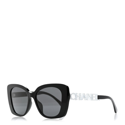 Chanel Acetate Strass Square Sunglasses 5422-B-A Black White 1 of 8