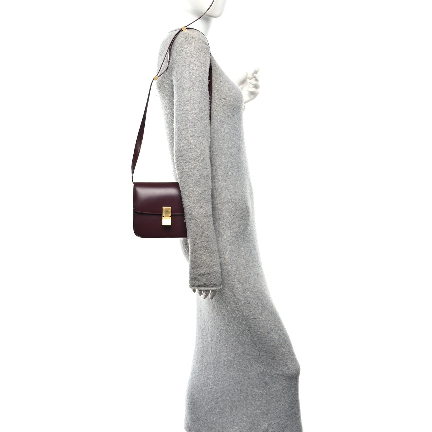 Box Calfskin Teen Classic Box Flap Bag Burgundy