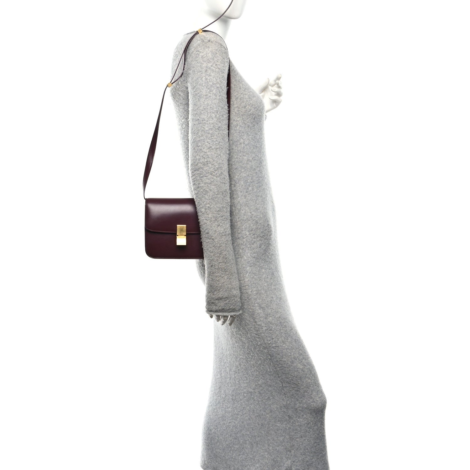 Celine Box Calfskin Teen Classic Box Flap Bag Burgundy 3 of 10