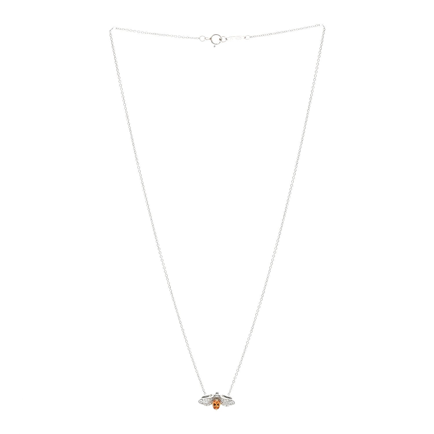 Tiffany Platinum 18K Yellow Gold Diamond Spessartine Paper Flowers Firefly Pendant Necklace 3 of 5