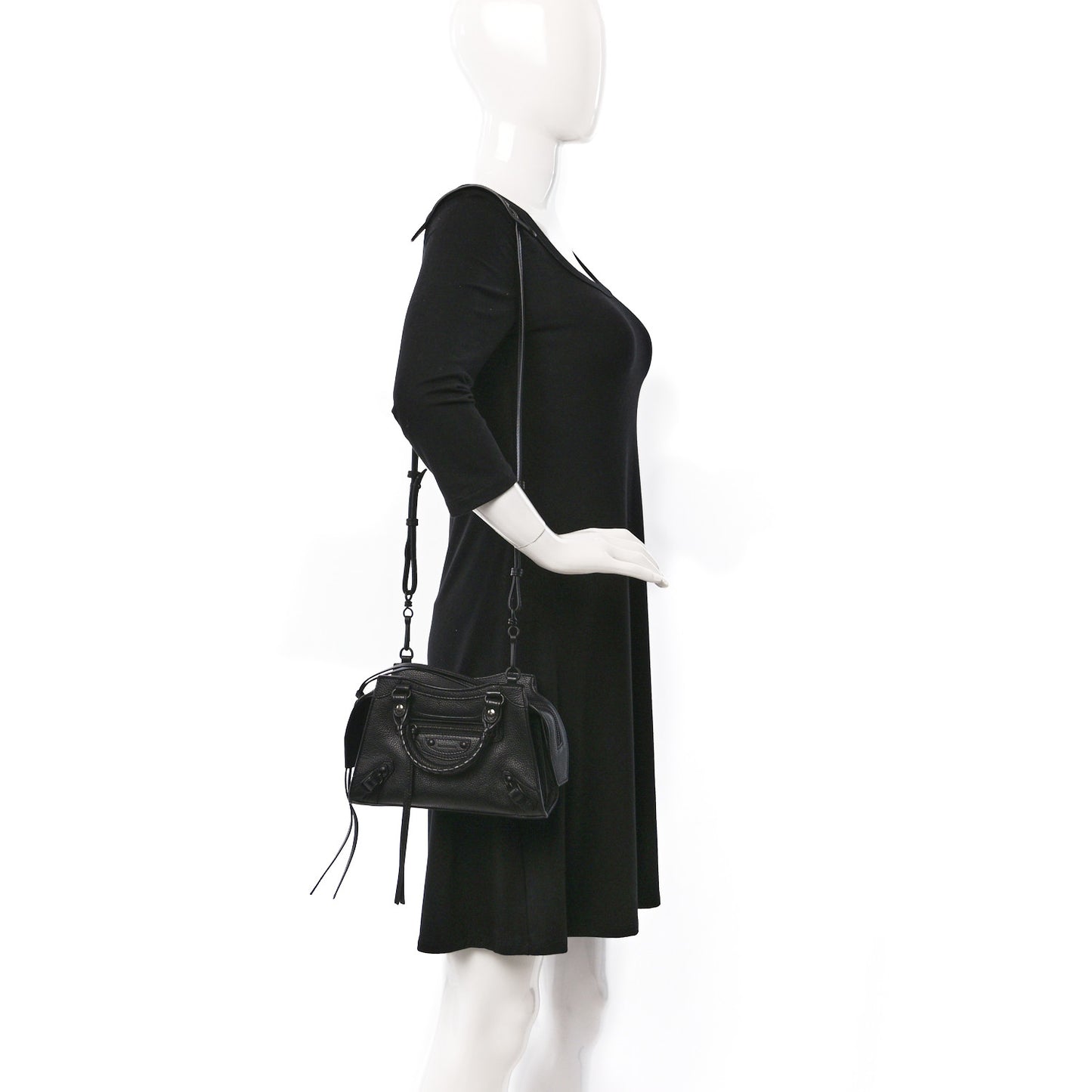 Grained Calfskin Neo Classic Black Hardware Mini City Black