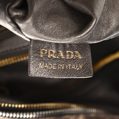 Prada Cervo Lux Print Lace Bauletto Bag Blond 6 of 13
