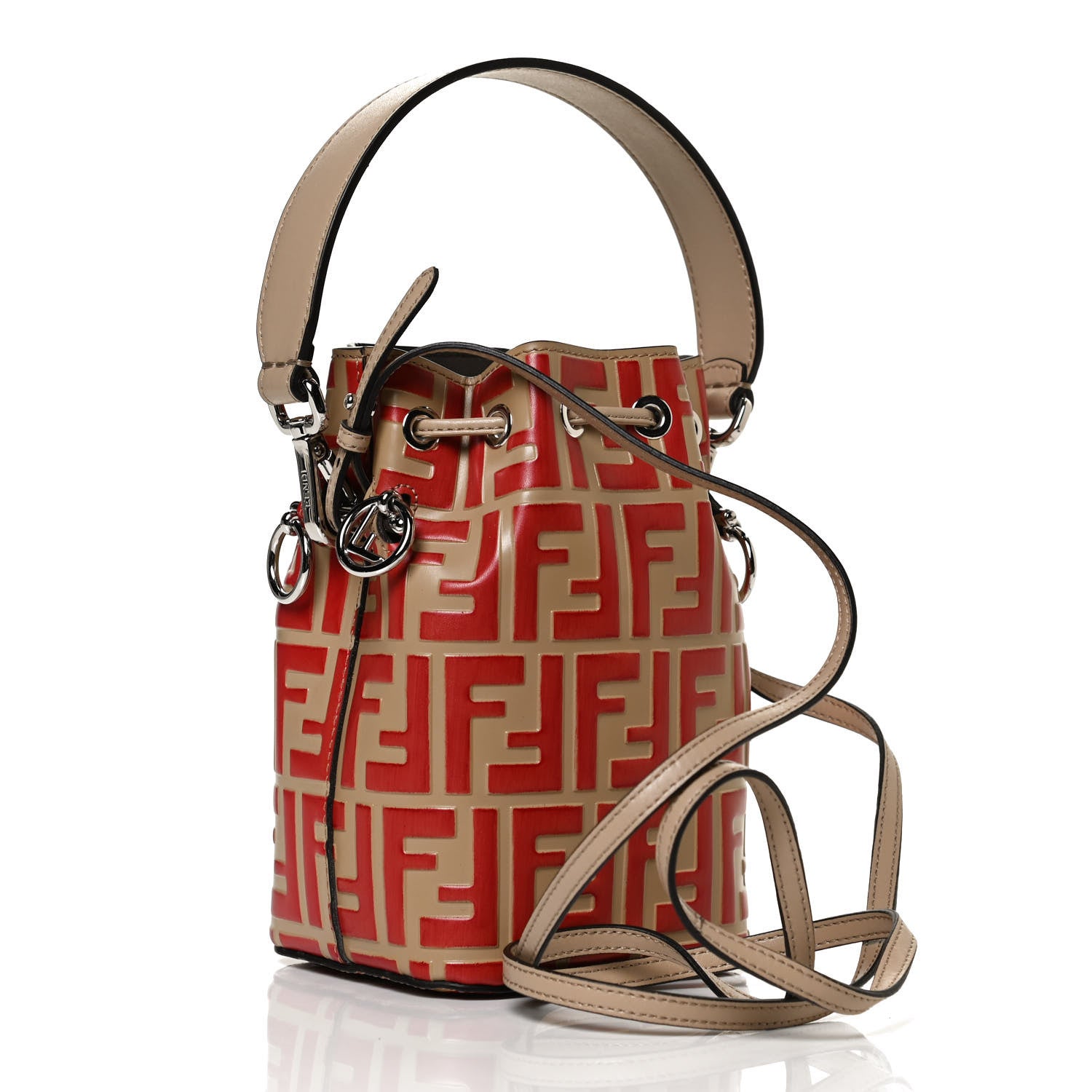 Fendi Vitello Liberty F is Fendi FF Embossed Mini Mon Tresor Bucket Bag Amido Fiamma 2 of 10