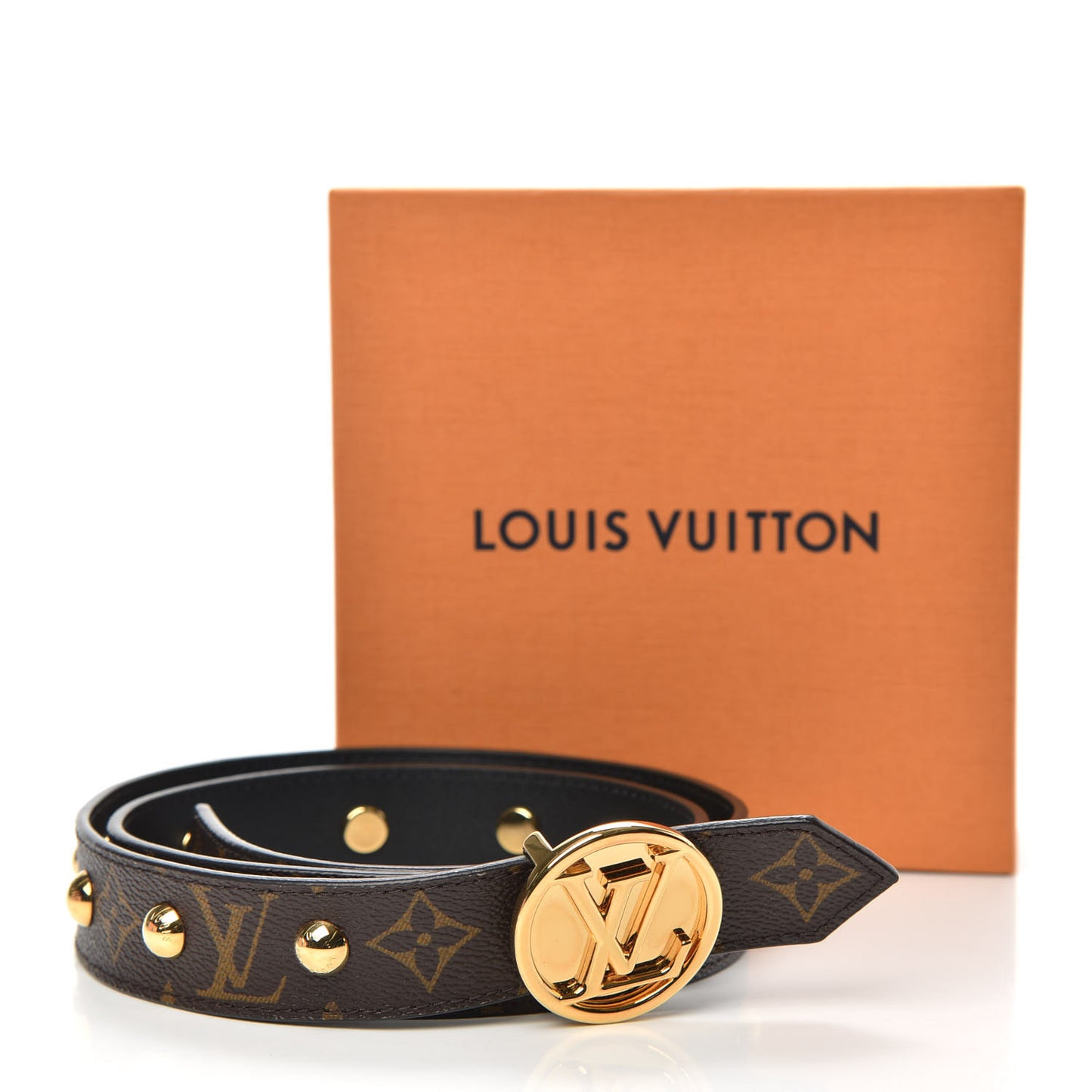 Calfskin Monogram Studded 35mm LV Circle Belt 90 36