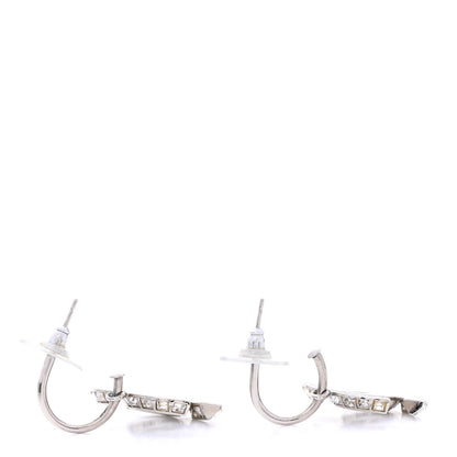 Chanel Baguette Crystal CC Drop Earrings Silver 3 of 4