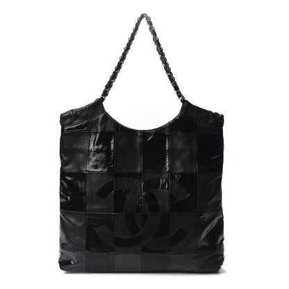 Chanel Patent Calfskin Patchwork Brooklyn Tote Black 1 of 9