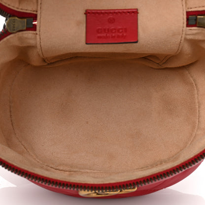 Gucci Calfskin Matelasse Mini GG Marmont Round Backpack Hibiscus Red 5 of 9