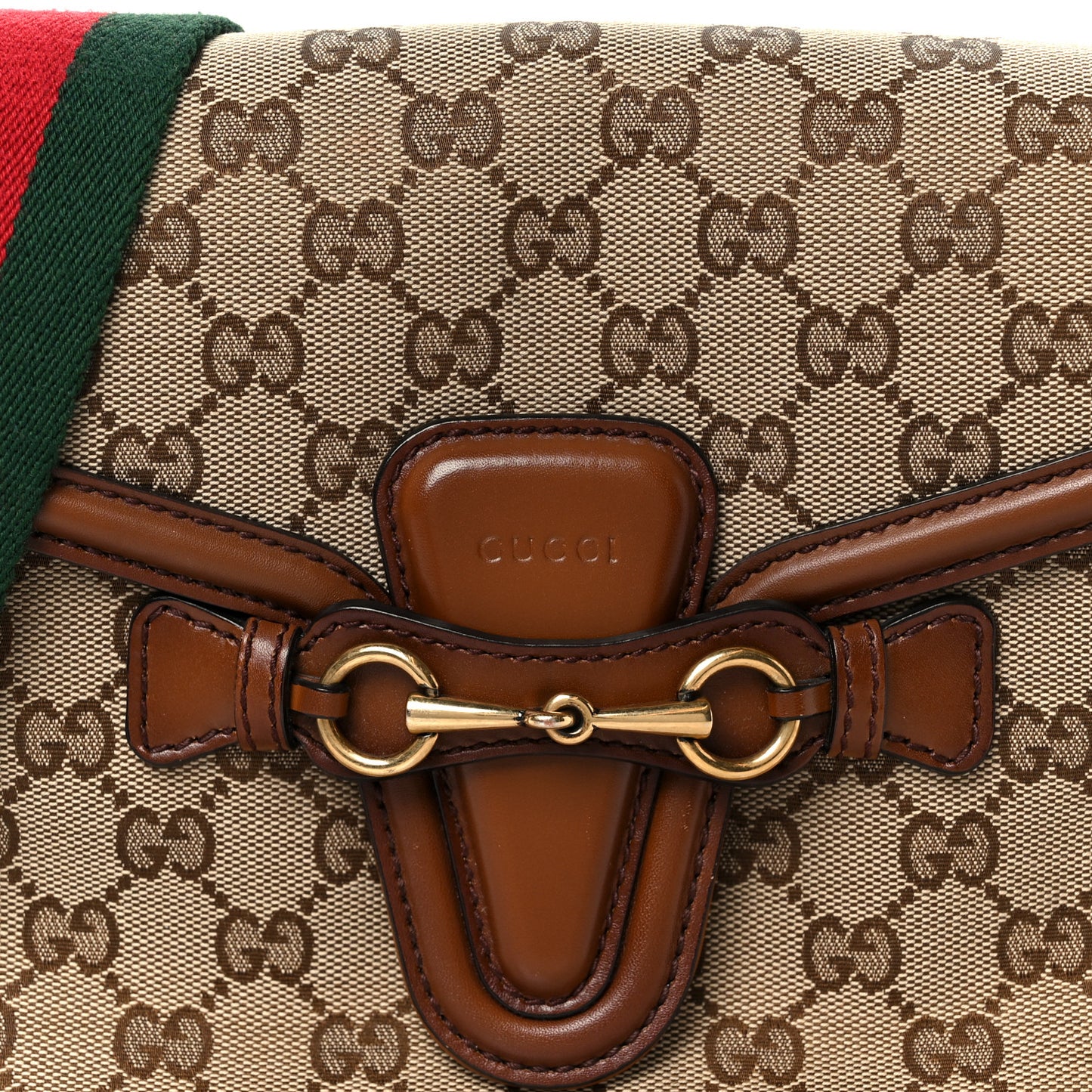 Monogram Medium Lady Web Shoulder Bag Beige Cuir