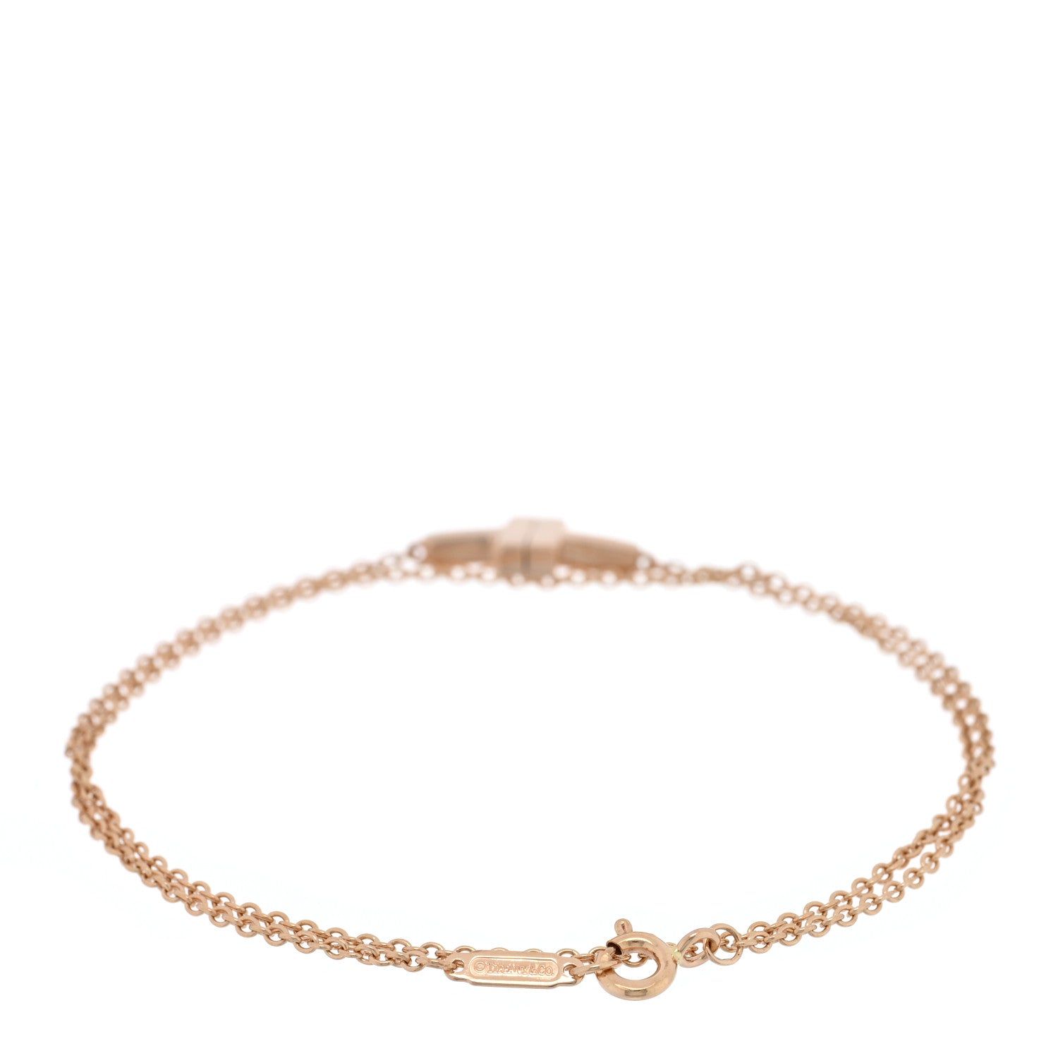 Tiffany 18K Rose Gold T Double Chain Bracelet 2 of 3