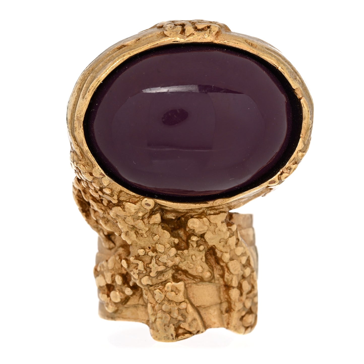 Glass Cabochon Gold Arty Ovale Ring 5 Black