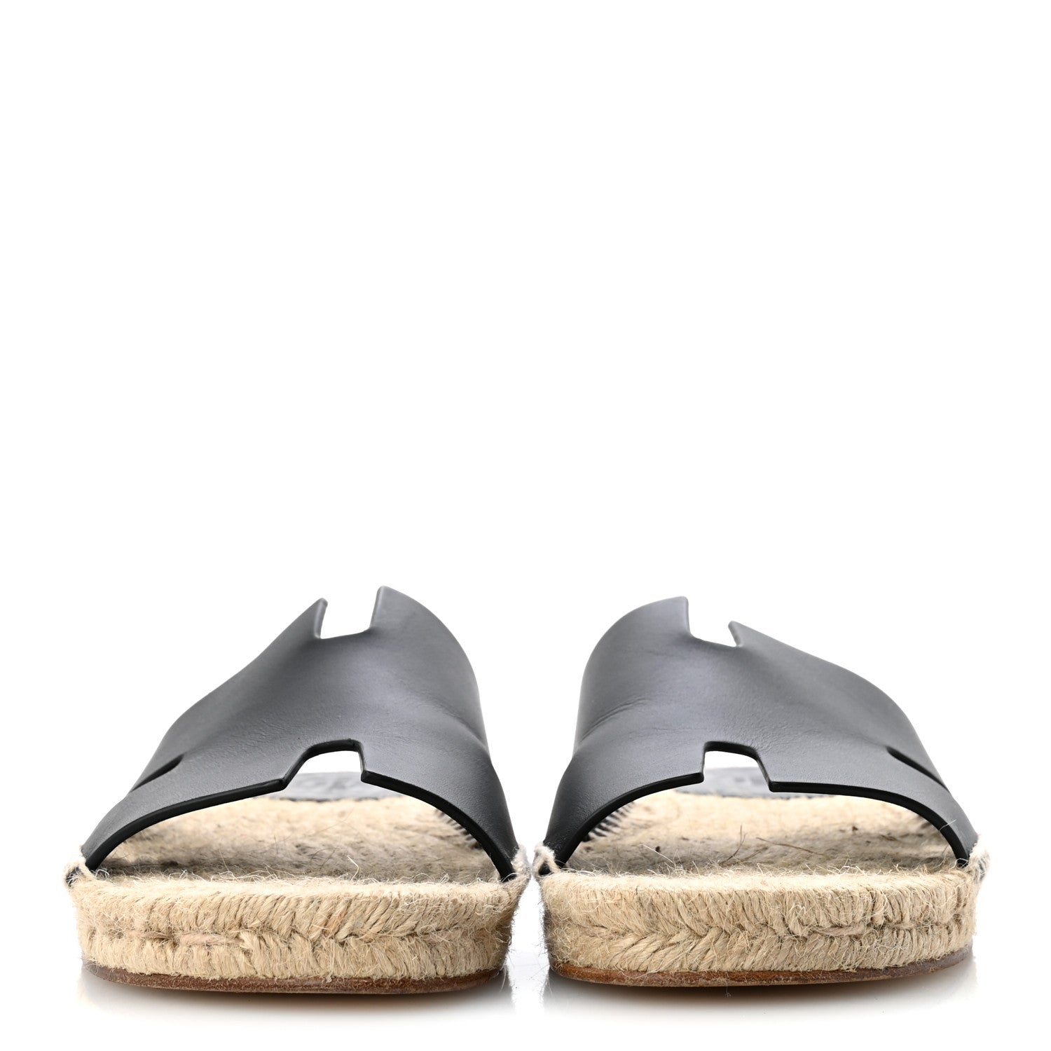 Hermes Calfskin Mens Antigua Espadrille Sandals 39 Black 3 of 11