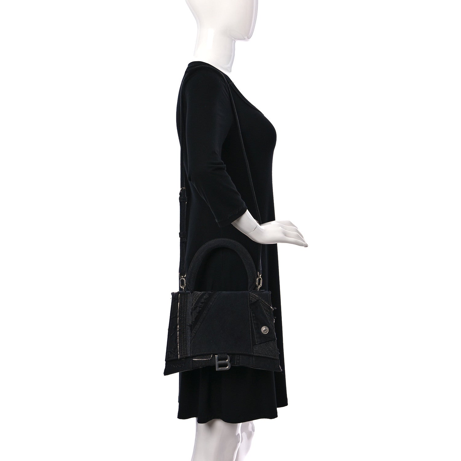 Balenciaga Denim Patchwork Limited Edition Medium Hourglass Top Handle Bag 2 of 10