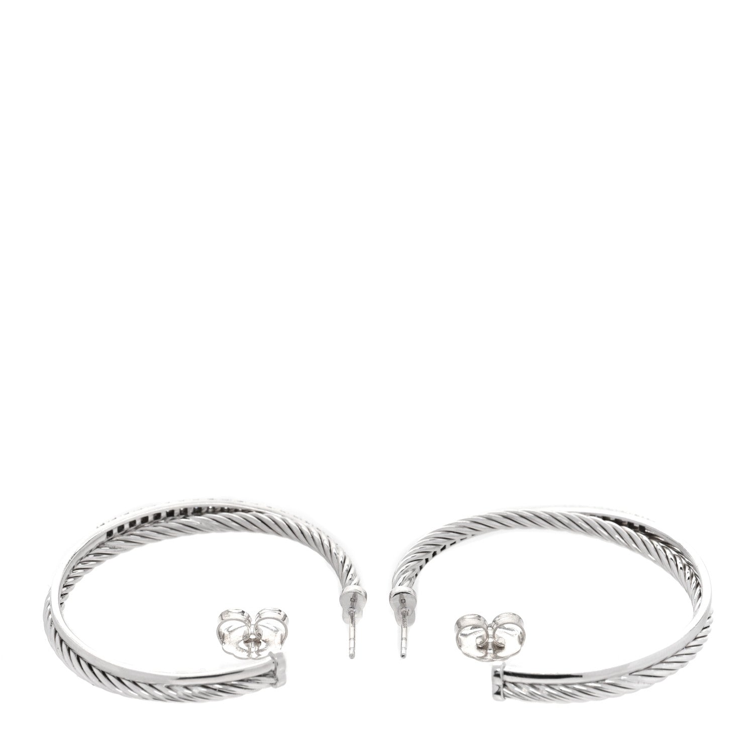 David Yurman Sterling Silver Diamond Extra Large Crossover Hoop Earrings 4 of 5