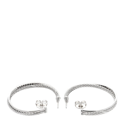 David Yurman Sterling Silver Diamond Extra Large Crossover Hoop Earrings 4 of 5