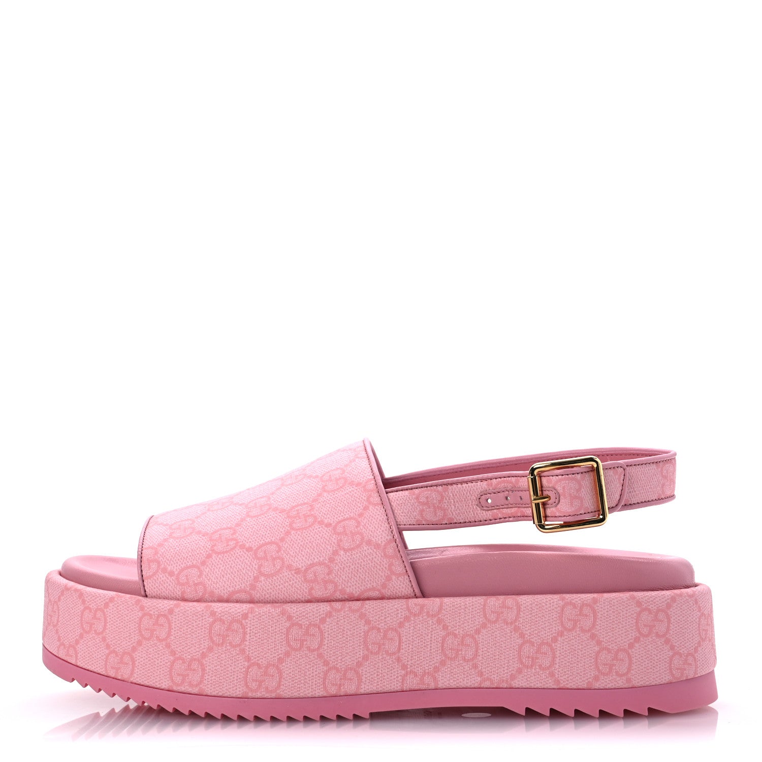 Gucci GG Supreme Monogram Granada Kid Angelina Platform 35mm Slingback Sandals 39 Cotton Candy Dark Cotton Candy Wild Rose 1 of 13
