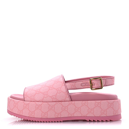 Gucci GG Supreme Monogram Granada Kid Angelina Platform 35mm Slingback Sandals 39 Cotton Candy Dark Cotton Candy Wild Rose 1 of 13