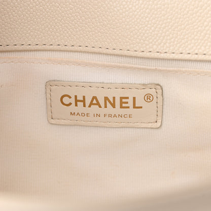 Chanel Caviar Chevron Quilted Medium Boy Flap White 6 of 13
