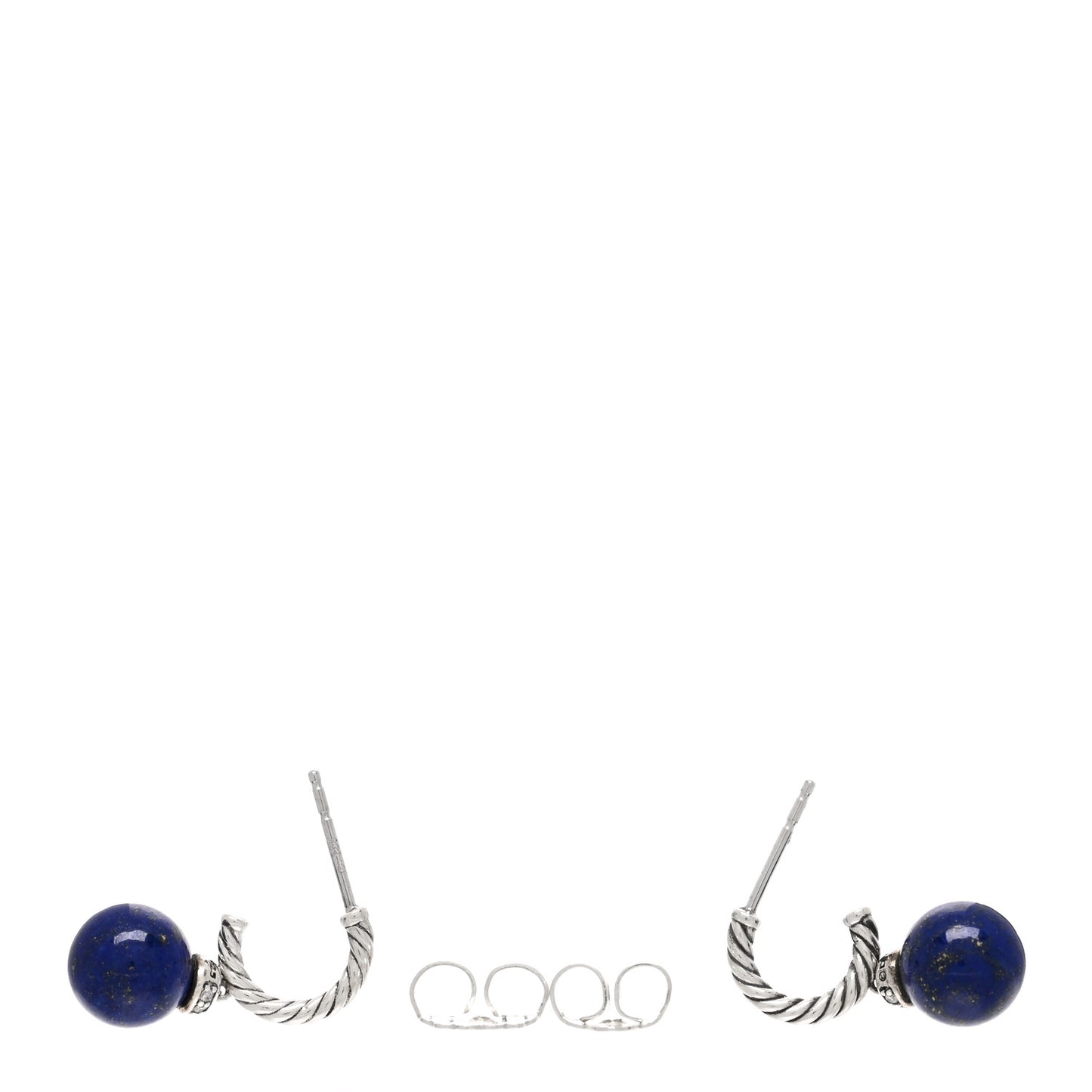 Sterling Silver Diamond Lapis Lazuli Solari Cable Drop Earrings