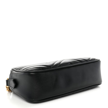 Gucci Calfskin Matelasse Small GG Marmont Chain Shoulder Bag Black 4 of 12