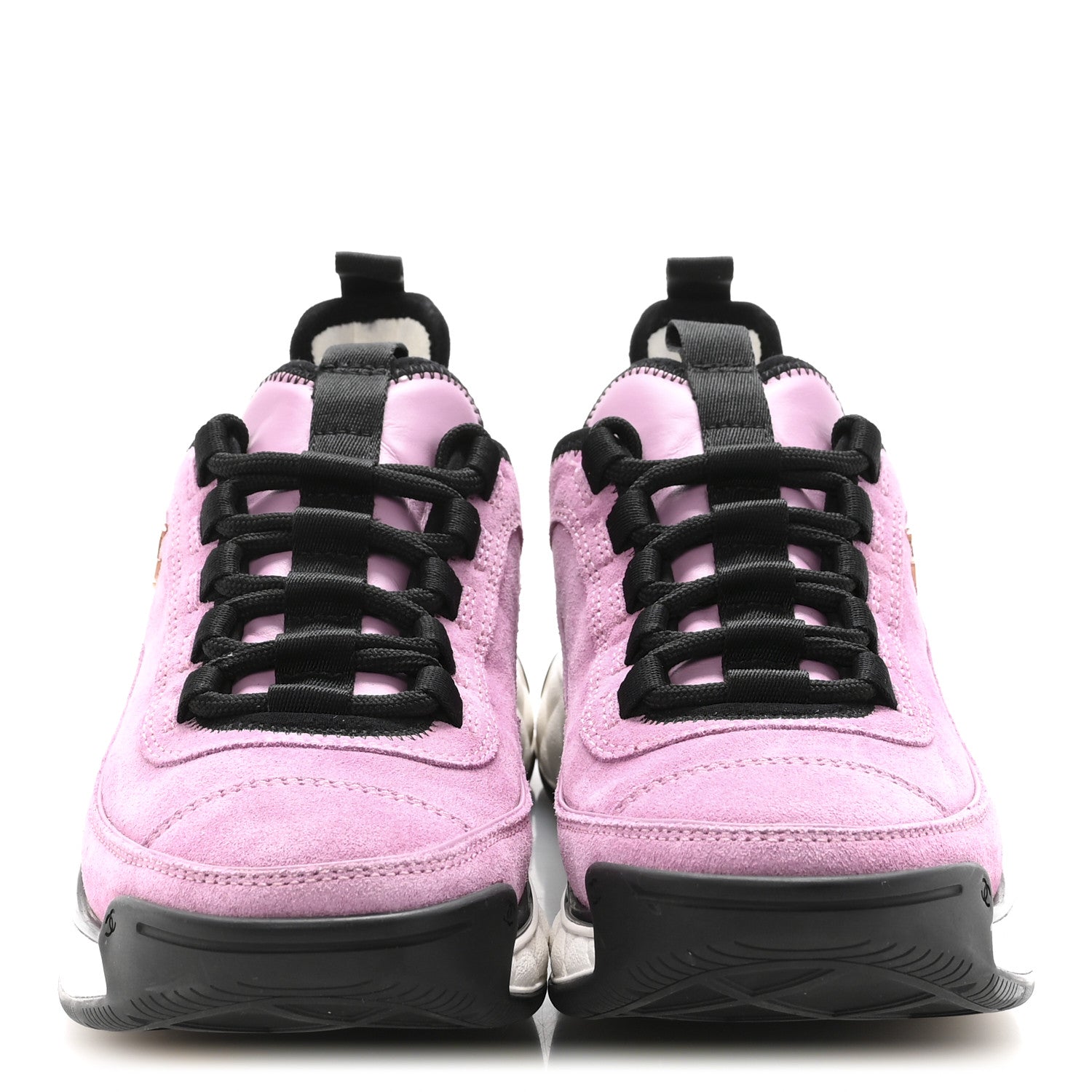 Chanel Suede Calfskin Nylon Grosgrain CC Sneakers 36.5 Dark Pink 3 of 10