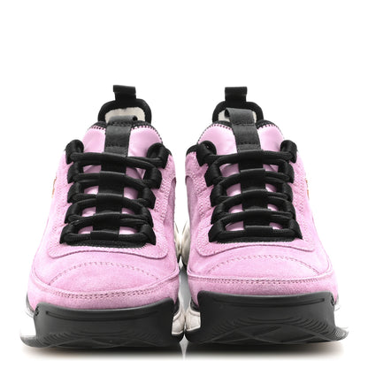 Chanel Suede Calfskin Nylon Grosgrain CC Sneakers 36.5 Dark Pink 3 of 10