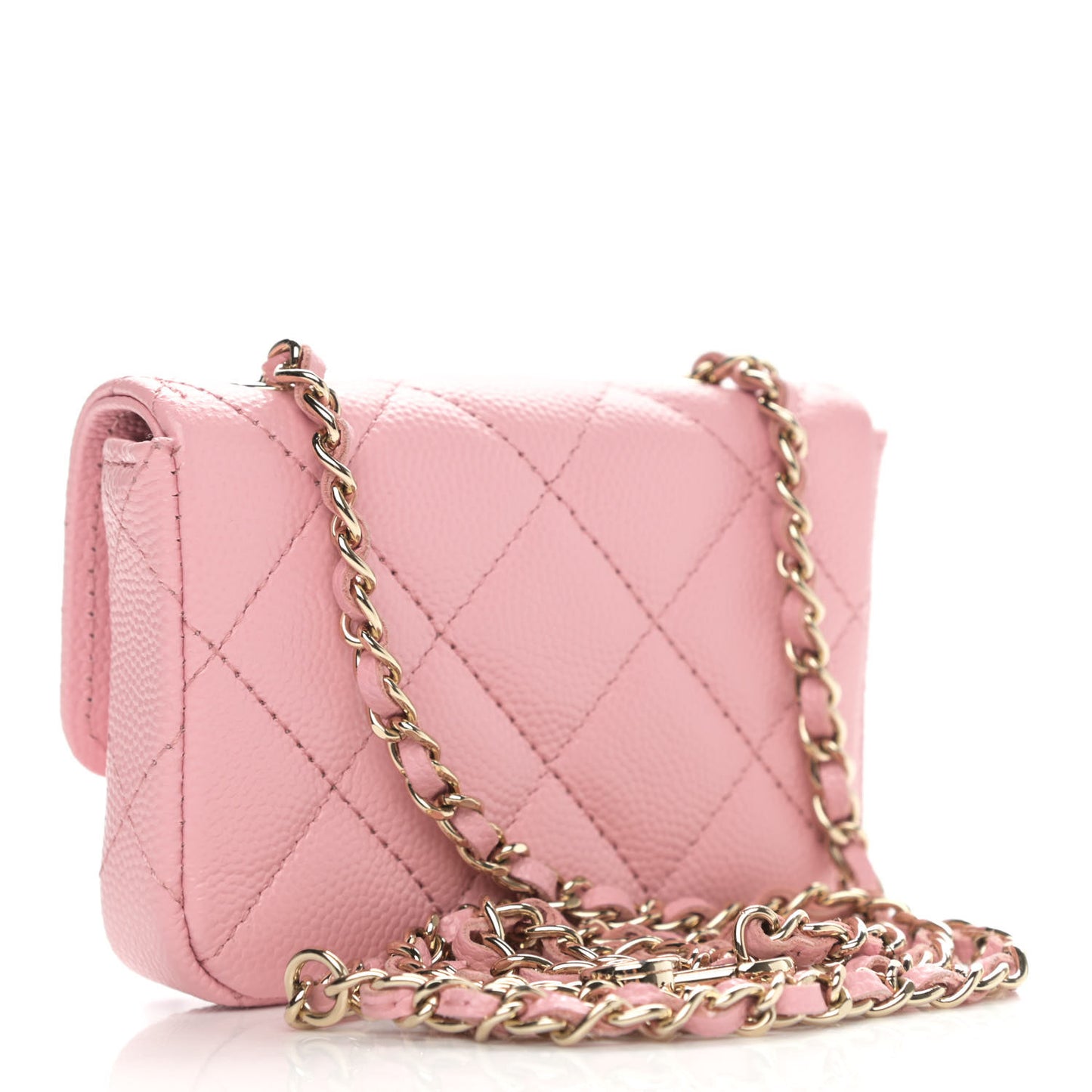 Caviar Quilted Mini Chain Belt Bag Light Pink