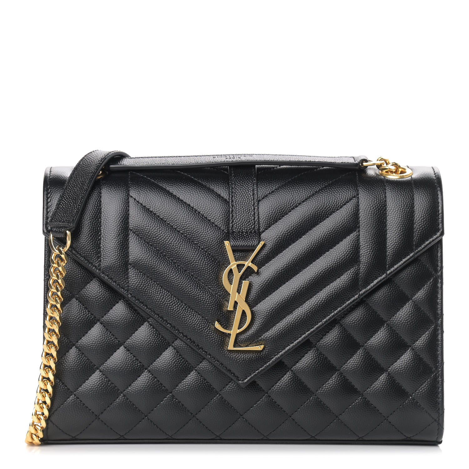 Saint Laurent Grain De Poudre Textured Mixed Matelasse Triquilt Medium Monogram Satchel Black 1 of 12