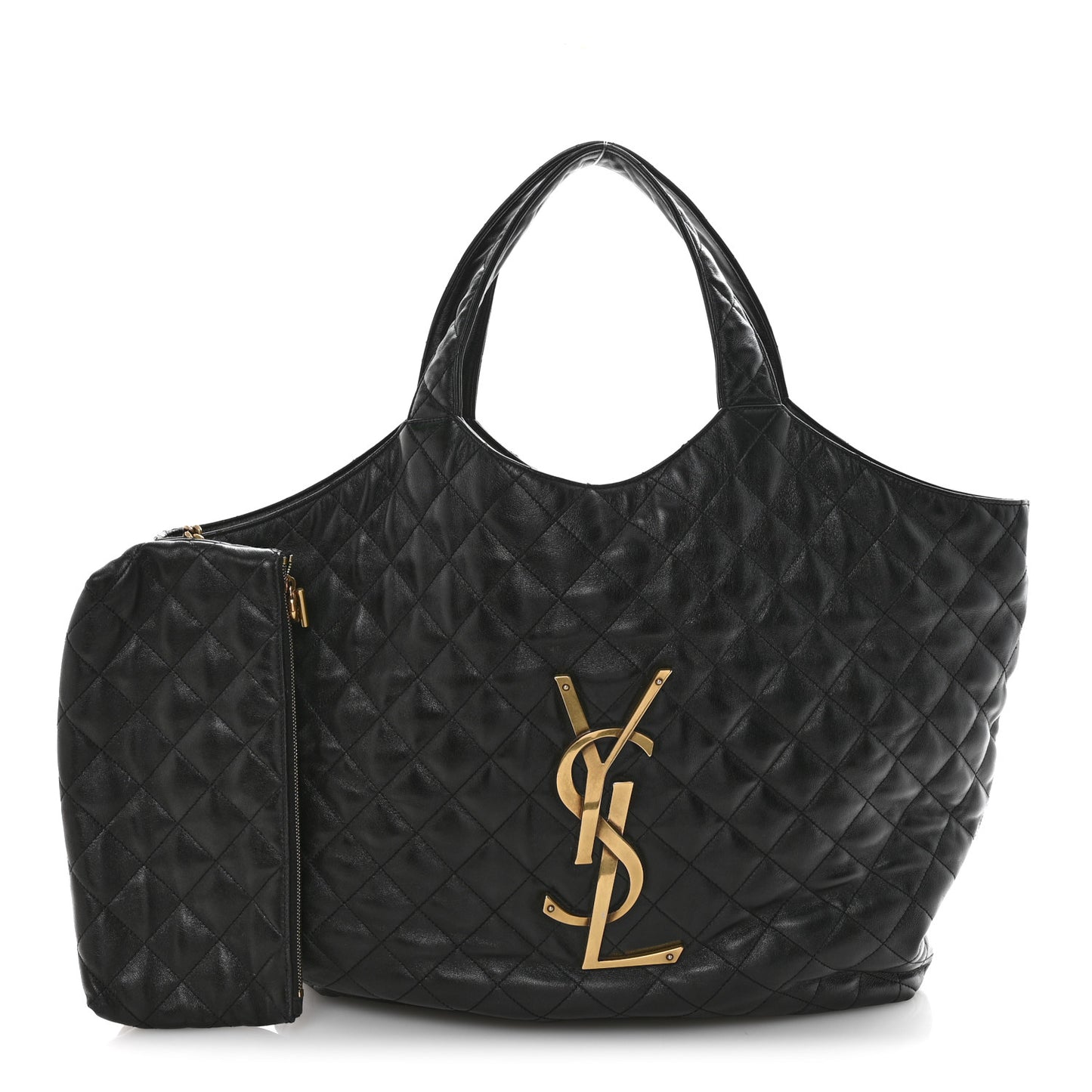 Lambskin Quilted Maxi Icare Shopping Tote Black