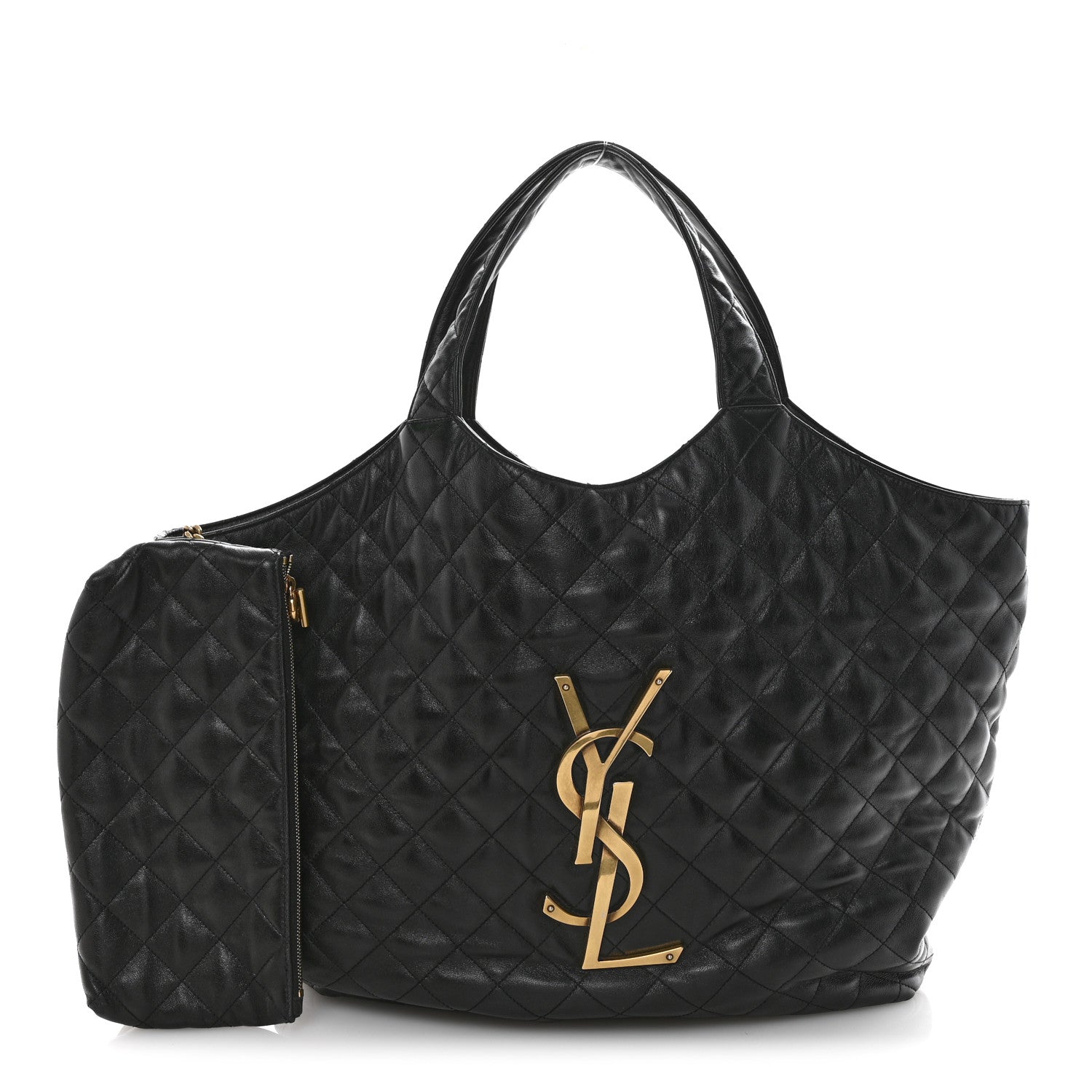 Saint Laurent Lambskin Quilted Maxi Icare Shopping Tote Black 3 of 14