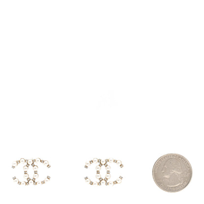 Chanel Pearl Crystal Nefertiti CC Earrings Gold 2 of 5