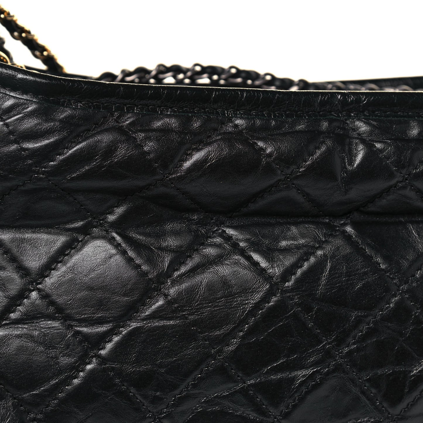 Aged Calfskin Quilted Medium Gabrielle Hobo Black